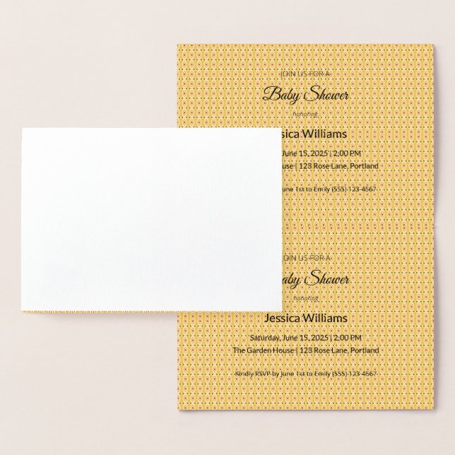 Cartão Metalizado Chá de Bebê Boho Fofo Neutro em Gênero, Personaliz (Exibição)