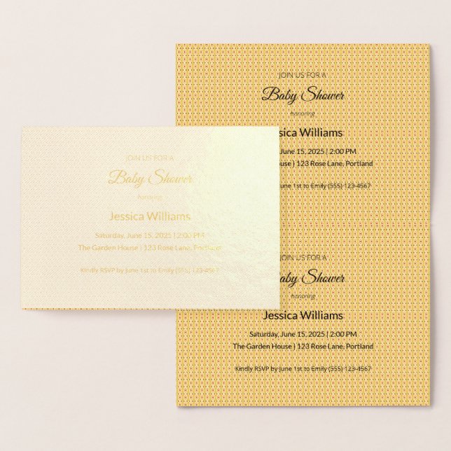 Cartão Metalizado Chá de fraldas Cute Boho Sexo Neutro, Personalizáv (Exibição)