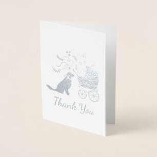 Cartão Metalizado Chá de fraldas de Cachorro ouro