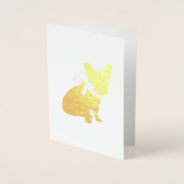 Cartão Metalizado Chá de fraldas francês Buldogue francês Frenchy Fr (Frente)