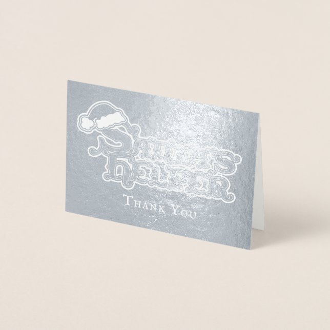 Cartão Metalizado Chapéu de Papai Noel ajudante de natal férias (Frente)