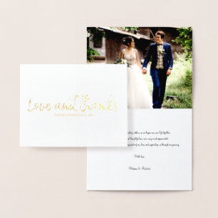 Cartão Metalizado Chic Amor E Agradecimento Casamento Obrigado Foto