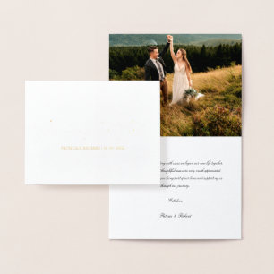 Cartão Metalizado Chic de Casamento para Sempre Grato Foto de Agrade