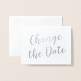 Cartão Metalizado Chic Elegant Mude a Data Casando Prata