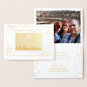 Cartão Metalizado Christian Christmas Wise Men Elegante Foto Dourada