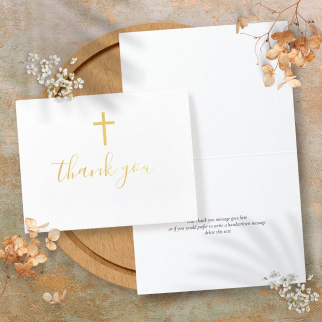 Cartão Metalizado Christian Elegant Script Obrigado (Christian Elegant Script Thank You Foil Card)