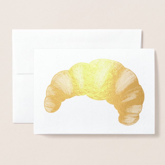 Cartão Metalizado Comida de pastelaria francesa de Ouro achatado (Frente com envelope)