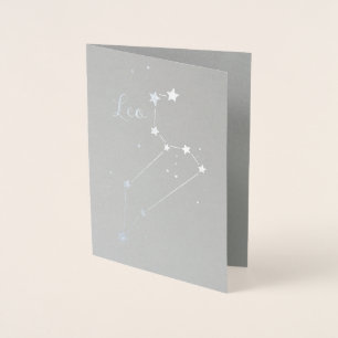 Cartão Metalizado Constelação de Silver Foil Leo Zodiac