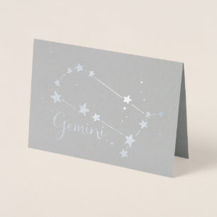 Cartão Metalizado Constelação Silver Foil Gemini Zodiac