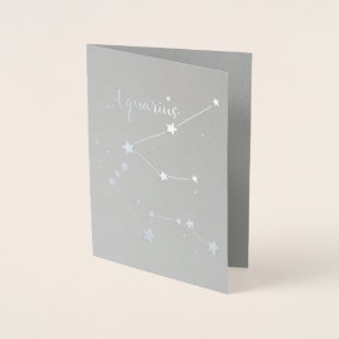 Cartão Metalizado Constelação Zodiac Silver Foil Aquarius