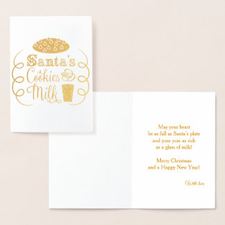 Cartão Metalizado Cookies de papai noel e Whimsical de leite