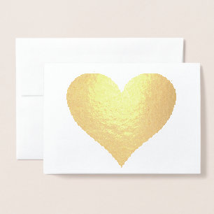 Cartão Metalizado coração de folha de ouro real