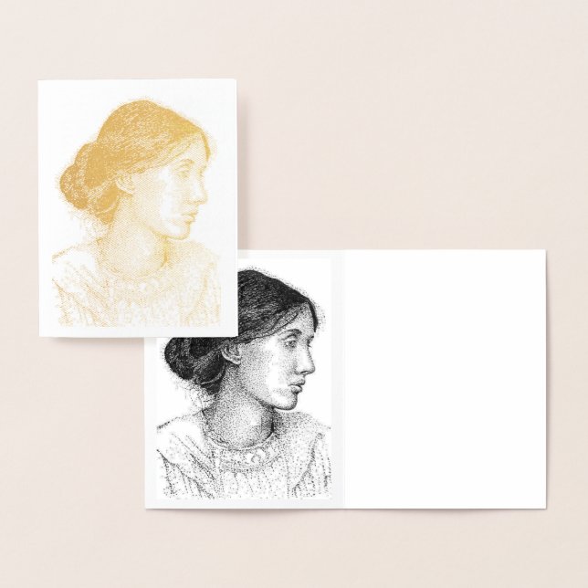 Cartão Metalizado Desenho a tinta de 2004 de folha de ouro Virgina W (Exibição)