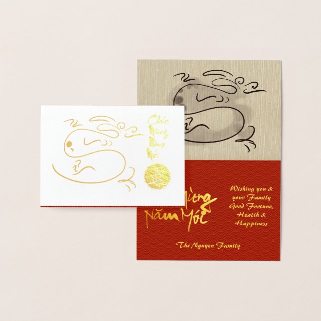 Cartão Metalizado Desenho original do dragão Lunar 2024 FGC do luxo (Exibição)