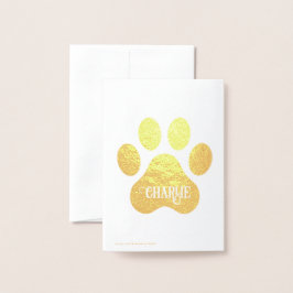 Cartão Metalizado Design de Silhueta de Pata de Cachorro com Nome