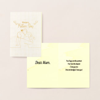 Cartão Metalizado Dia de as mães DIY personalizado com poema origina