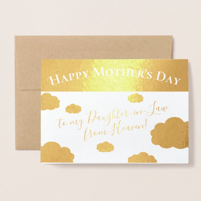 Cartão Metalizado Dia de as mães Feliz Elegante para a Filha em Dire (Frente com envelope)