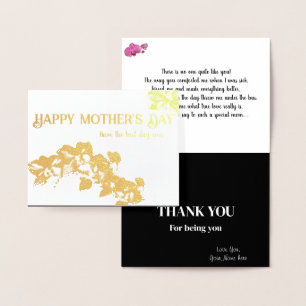 Cartão Metalizado Dia de as mães Gold Foil Orchid com saudação impre