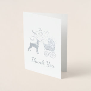 Cartão Metalizado Dobermann Dog Chá de fraldas Puppy Dobie Pinscher