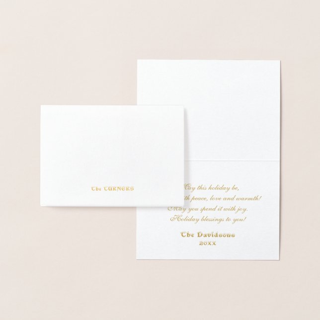 Cartão Metalizado Dourada de Natal Joy Stylizou Poinsettia Monograma (Exibição)