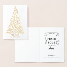 Cartão Metalizado Dourada Folhagem de inverno da Árvore de Natal Ele