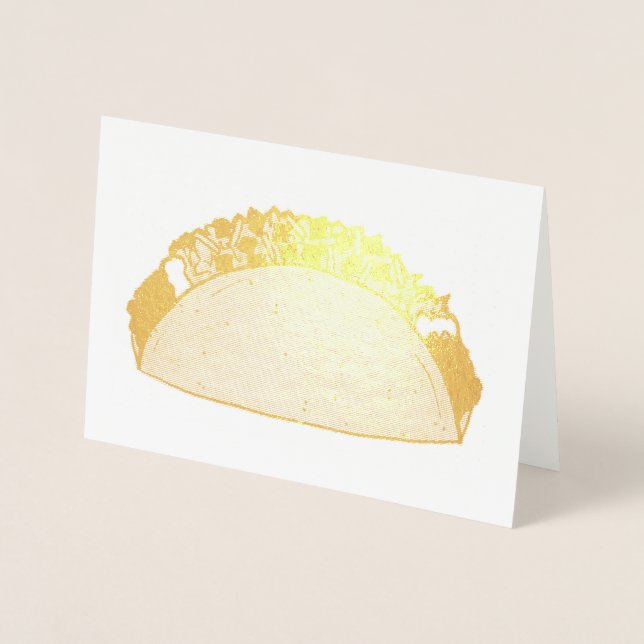 Cartão Metalizado Dourado Taco Comida mexicana Foodie Taco Terça-fei (Frente)