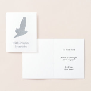 Cartão Metalizado Dove in Flight - Elegante Silver Sympathy Motif