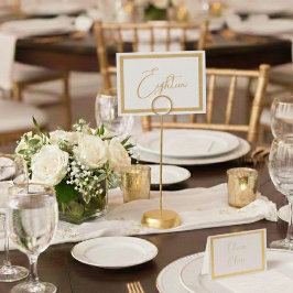 Cartão Metalizado Elegant Foil Número da Mesa de Casamento em Tenda