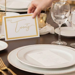 Cartão Metalizado Elegant Foil Número da Mesa de Casamento Tent - VI