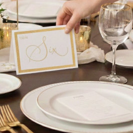 Cartão Metalizado Elegant Foil Placa de Número de Mesa de Casamento