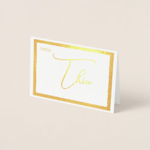 Cartão Metalizado Elegant Foil Wedding Número da Mesa em Tenda - TRÊ