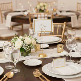 Cartão Metalizado Elegant Foil Wedding Número da Mesa em Tenda - UM