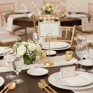 Cartão Metalizado Elegant Foil Wedding Número da Mesa em Tenda - UM