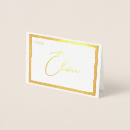 Cartão Metalizado Elegant Foil Wedding Número da Mesa Tent - ONZE