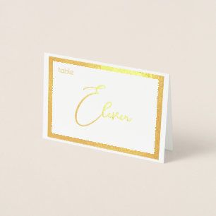 Cartão Metalizado Elegant Foil Wedding Número da Mesa Tent - ONZE