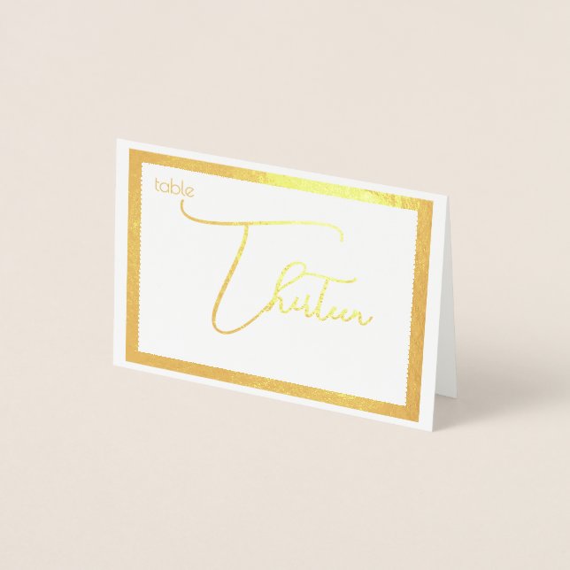 Cartão Metalizado Elegant Foil Wedding Table Number Tent - THIRTEEN (Frente)