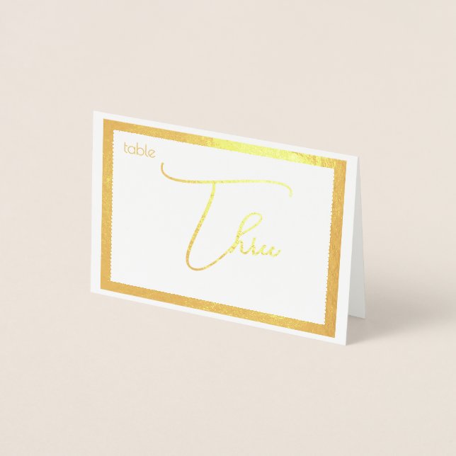 Cartão Metalizado Elegant Foil Wedding Table Number Tent - THREE (Frente)