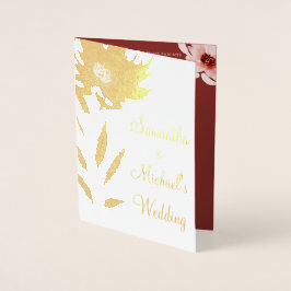 Cartão Metalizado Elegant Red Pink Watercolor Floral Wedding