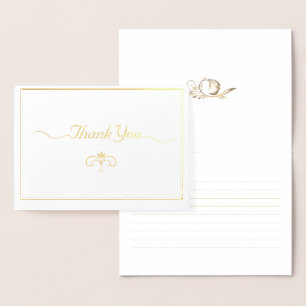 Cartão Metalizado Elegante Arte Simples de Script Dourado, obrigado