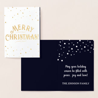 Cartão Metalizado Elegante Azul Escuro Feliz Natal Dourado/Prata