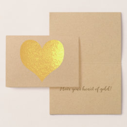 Cartão Metalizado Elegante Coração de Ouro Moderno Dia dos Namorados
