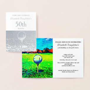 Cartão Metalizado Elegante Foil Golf Hobby 50º Aniversário do Esport