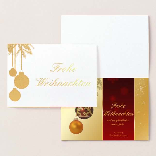 Cartão Metalizado Elegante Goldene Weihnachten Dourada Folienkarte (Exibição)