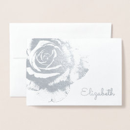 Cartão Metalizado Elegante Rosa Floral Flor Vintage