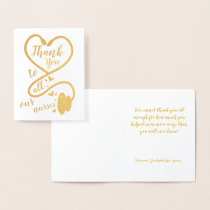 Cartão Metalizado Enfermeiro Médico Trabalhador de Saúde Obrigado