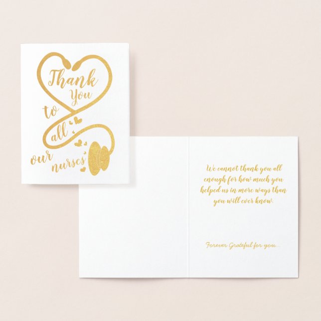 Cartão Metalizado Enfermeiro Médico Trabalhador de Saúde Obrigado (Exibição)