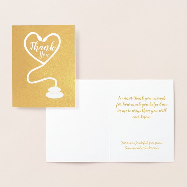 Cartão Metalizado Enfermeiro Médico Trabalhador de Saúde Obrigado (Exibição)