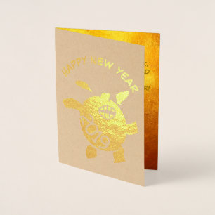 Cartão Metalizado Engraçado 5 Cartoons Ano Zodiac Aniversário Luxury