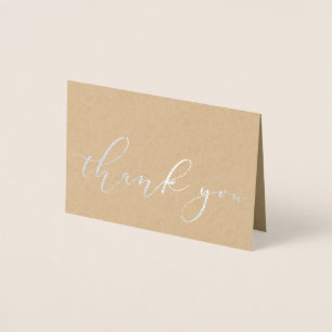 Cartão Metalizado Escrito Simples Elegante Kraft Silver Foil Muito O