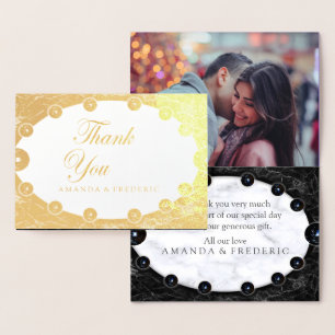 Cartão Metalizado Esferas de mármore branco e preto opulentas